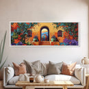 Spanish Courtyard Art, Terracotta Walls, Framed Canvas Print, Vibrant Southwest Decor, Patio Wall Art, Mediterranean Boho Style
