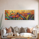 Vibrant Dragonfly, Nature Wall Art, Autumn Decor, Boho Art, Framed Canvas Print, Colorful Insect Painting, Kitchen Wall Art