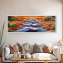 Rolling Waves, Ocean Energy, Sunset Coastline, Canvas Print, coastal living room decor, vivid surf art, bold beach vibe painting