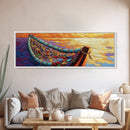 Sunset Hammock, Tranquil Waters, Ocean Relaxation, Framed Canvas Print, tropical bedroom art, chill beach vibe, coastal decor