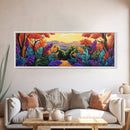 Autumn Forest Path, Colorful Fall Foliage Trail, Vibrant Nature Design, Framed Canvas Print, Cozy Hallway Art, Fall Living Room