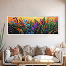 Tropical Leaves, Jungle Garden, Sunset Foliage, Kitchen Decor, Canvas Print, Bright Botanical Art, Vibrant Plant Wall Art