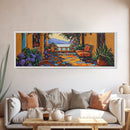 Garden Balcony, Mediterranean Villa, Sunset View, Cozy Terrace, Canvas Print, Tuscan Decor, Romantic Outdoor Wall Art