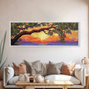 Tropical Tree Sunset, Ocean View Art, Island Vibes, Framed Canvas Print, Beach House Decor, Sunset Wall Art, Coastal Boho Art