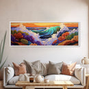 Ocean Wave, Underwater Reef, Vibrant Coral, Seascape Drama, Framed Canvas Print, Tropical Bathroom Art, Marine Life Painting