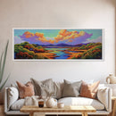 Serene River Sunset, Colorful Landscape Reflection, Nature Wall Scene, Framed Canvas Print, Bedroom Wall Art, Calming Scenic Artwork