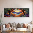 Autumn Lake View, Forest Path, Mountain Vibe, Framed Canvas Print, Fall Wall Art, Boho Landscape, Cozy Living Room Decor