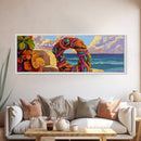 Coastal Wreath Art, Nautical Vibes, Colorful Rope, Framed Canvas Print, Beach House Wall Art, Summer Home Decor, Tropical Boho Art