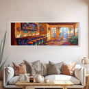 Rustic Cantina Interior, Mexican Bar Scene, Warm Home Decor, Framed Canvas Print, Dining Room Art, Cozy Southwestern Style