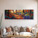 Forest Path, Autumn Leaves, Whimsical Foliage, Canvas Print, Fall Living Room Wall Art, Cozy Nature Decor, Warm Seasonal Aesthetic