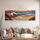 Ocean Curl, Autumn Surf, Sunset Beach, Floral Waves, Framed Canvas Print, Living Room Wall Art, Fall Coastal Painting, Bold Decor