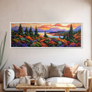 Autumn Mountain Trail, Sunset Path, Nature Landscape, Framed Canvas Print, Cabin Decor, Fall Colors, Living Room Wall Art, Rustic Art