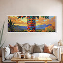 Totem Pole Art, Southwest Style, Desert Sky, Framed Canvas Print, Native Inspired, Living Room Wall Art, Cultural Landscape