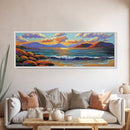 Tranquil Sunset Waves, Ocean Horizon Scene, Coastal Landscape Wall Art, Canvas Print, Relaxing Living Room Decor, Beach House Artwork