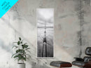 Pipeline Perspective, Industrial Seascape, Grunge Aesthetic, Framed Canvas Print, Coastal industrial art, Minimalist hallway decor, Monochrome print