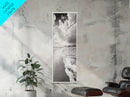 Beach Horizon, Ocean Calm, Foamy Shore, Black White Coastal Art, Canvas Print, Bathroom Decor, Peaceful Coastal Minimalist Style
