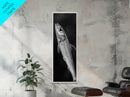 Silver Fish, Minimal Animal, Ocean Catch, Framed Canvas Print, Kitchen Wall Art, Nature Inspired Decor, Monochrome Sea Life