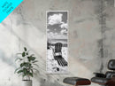Seaside Chair View, Coastal Calm, Ocean Horizon, Beach Serenity, Framed Canvas Print, Living Room Wall Art, Relaxing Summer Vibe