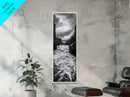Wild River Path, Nature Wall Decor, Adventure Landscape, Monochrome Rapids, Framed Canvas Print, Rustic Living Room Wall Art, Moody Photography