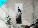 Cormorant Bird, Driftwood Perch, Moody Sky, Framed Canvas Print, Coastal Wildlife Wall Art, Nature Lover Gift, Rustic Room Decor