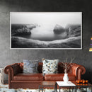 Serene Fog Cliffs, Dreamy Coastline, Soft Light Seascape, Canvas Print, Tranquil Bedroom Wall Art, Minimal Nature Photography