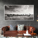 Elk Herd, Prairie Wildlife, Autumn Nature, Rustic Landscape, Framed Canvas Print, Western Wall Decor, Cabin Art, Living Room Print