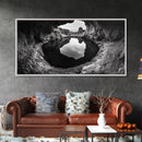Sea Cave, Rocky Texture, Coastal Reflection, Natural Formations, Framed Canvas Print, Bathroom Art, Earthy Wall Decor, Zen Style