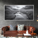Marshland Serenity, River Flow, Cloudy Mood, Nature Calm, Framed Canvas Print, Coastal Wall Art, Bathroom Tranquil Landscape