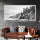 Pacific Coast Cliffs, Moody Nature Photography, Ocean View Landscape, Framed Canvas Print, Coastal Bedroom or Office Wall Art
