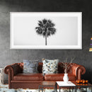 Minimal Palm Tree, Tropical Simplicity, Black and White Art, Framed Canvas Print, Modern Entryway or Minimalist Bathroom Wall Art
