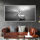 Ocean Pelican, Peaceful Bird Portrait, Coastal Wildlife Art, Framed Canvas Print, Minimalist Entryway or Beach House Wall Art