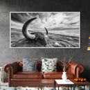 Highland Bull, Ocean Cliff, Coastal Wildlife, Nature Scene, Framed Canvas Print, Rustic Wall Decor, Farmhouse Wall Art, Cabin Aesthetic