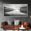 Misty Fjord Reflection, Calm Water Scene, Nordic Landscape, Peaceful Wall Decor, Canvas Print, Office Wall Art, Minimalist Mountains