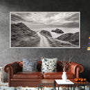 Coastal Cliff Path, Ocean View Trail, Windswept Grass Art, Seaside Wall Decor, Framed Canvas Print, Bedroom Art, Nature Lover Gift