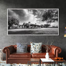 Southwestern Ranch Home, Texas House Scene, Peaceful Rural Living, Framed Canvas Print, Rustic Landscape Art, Living Room Decor