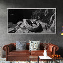 Jungle Snake Scene, Reptile Animal Art, Bold Black and White, Framed Canvas Print, Wildlife Decor, Man Cave or Study Wall Art
