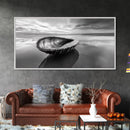 Seashell Shore Still, Ocean Reflection Calm, Beach Shell Close-Up, Framed Canvas Print, Coastal Minimalism, Bathroom Wall Art