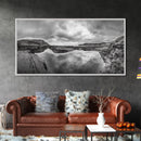 Reflected Cliffs, Stormy Sky, Coastal View, Dramatic Landscape, Canvas Print, minimalist art, office decor, moody black and white wall art