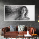 Ocean Texture, Abstract Waves, Modern Female, Artistic Portrait, Canvas Print, fashion wall art, glam room decor, minimal black white