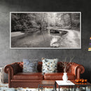 Stone Bridge, Forest Path, Quiet Creek, Peaceful Nature, Canvas Print, tranquil woodland art, Fall entryway piece, rustic landscape