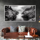 Ocean Passage, Cliff Channel, Rugged Coast, Forest Horizon, Canvas Print, dramatic nature art, large wall piece, hallway landscape art
