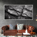 Stone Texture Closeup, Abstract Rock Pattern, Black and White Minimalist, Canvas Print, Modern Wall Art, Office Decor, Earthy Tones