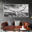 Longhorn Skull, Western Skull, Cowboy Decor, Rustic Ranch Style, Framed Canvas Print, Farmhouse Wall Art, Living Room Statement Piece