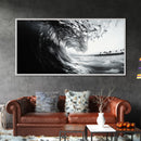 Ocean Wave Curl, Surf Tunnel, Tropical Coastline, Framed Canvas Print, Coastal Wall Art, Beach House Decor, Nature Photography