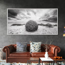 Desert Tumbleweed, Western Landscape, Stormy Sky, Framed Canvas Print, Rustic Farmhouse Wall Art, Fall Decor, Minimalist Western Art