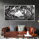 Coastal Trees, Windswept Forest, Ocean View, Framed Canvas Print, Boho Wall Art, Living Room Art, Nature Wall Decor, Monochrome Landscape
