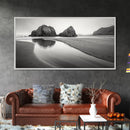 Seaside Rocks, Reflected Sky, Calm Ocean, Landscape Photography, Framed Canvas Print, Zen Wall Art, Modern Minimalist Decor, Modern Home Decor
