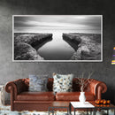 Rocky Inlet, Ocean View, Symmetry Nature, Coastal Zen, Canvas Print, Minimalist Bathroom Art, Tranquil Bedroom Wall Decor, Entryway Accent