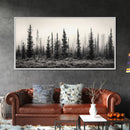 Misty Pines, Evergreen Forest, Morning Fog, Monochrome Nature, Canvas Print, Fall Entryway Wall Art, Woodland Boho Home Decor