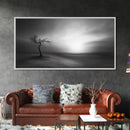 Lonely Tree, Dramatic Desert, Emotional Landscape, Framed Canvas Print, Bedroom Wall Art, Black White Decor, Surreal Art Vibes